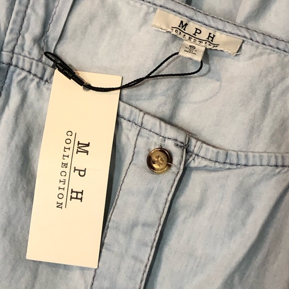 M.P.H. Collection Ruffle Light Wash Denim Dress - Picture 5 of 5